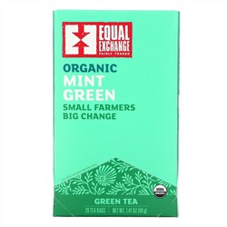 Equal Exchange, Organic Mint Green, зеленый чай, 20 чайных пакетиков, 40 г (1,41 унции)