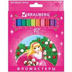 Фломастеры Brauberg (Брауберг) Rose Angel, вентилируемый колпачок, картонная упаковка, 12 цветов