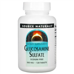Source Naturals, Сульфат глюкозамина, без натрия, 500 мг, 120 таблеток