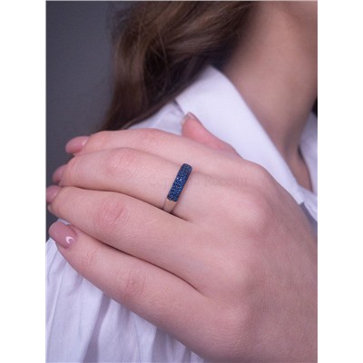 Кольцо из серебра с синей наношпинелью родированное