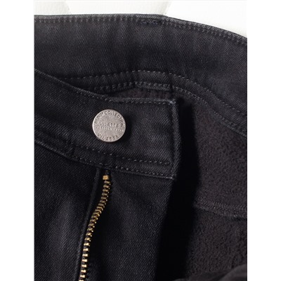 Укороченные джинсы на ФЛИСЕ с эластаном черный