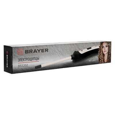 Плойка BRAYER 3202BR, 25 Вт, керамическое покрытие, d=9 мм, 210°C, чёрно-серебристая