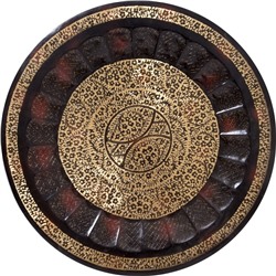 Тарелка настенная, 70,5 см, листочки, черно-золотая с красным (латунь) арт.70-0345а