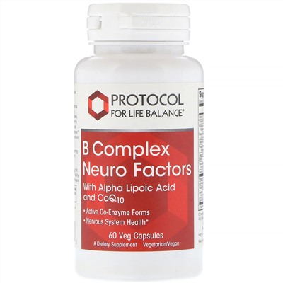 Protocol for Life Balance, B Complex Neuro Factors, 60 растительных капсул