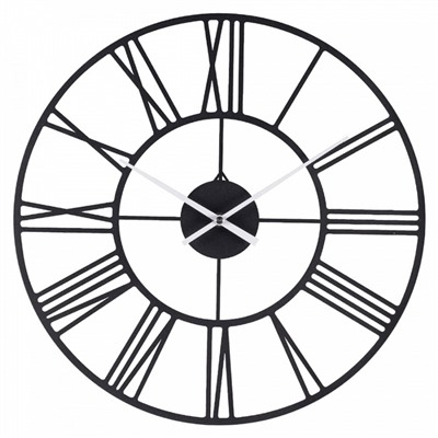 Часы настенные интерьерные из металла "Классика", бесшумные, d-40 см, чёрные, АА