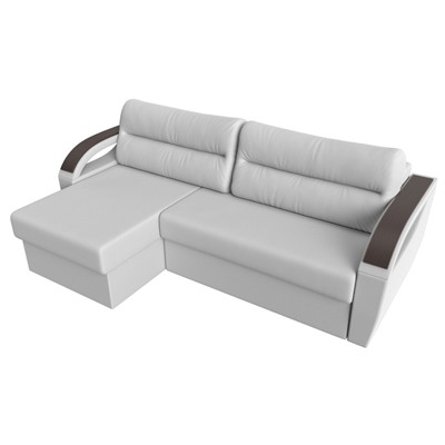 Угловой диван «Форсайт», левый угол, механизм еврокнижка, экокожа, цвет белый