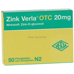 Zink (Цинк) Verla OTC 20 mg Filmtabletten 50 шт