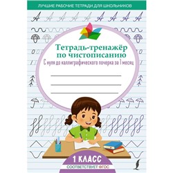 Тетрадь-тренажёр по чистописанию: с нуля до каллиграфического почерка за 1 месяц. 1 класс