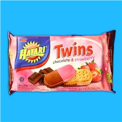 Бисквиты Hatari Twins Cream с шоколадом и клубникой, 190 г