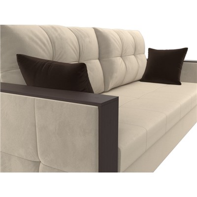 Прямой диван «Валенсия Лайт», механизм еврокнижка, микровельвет, цвет бежевый