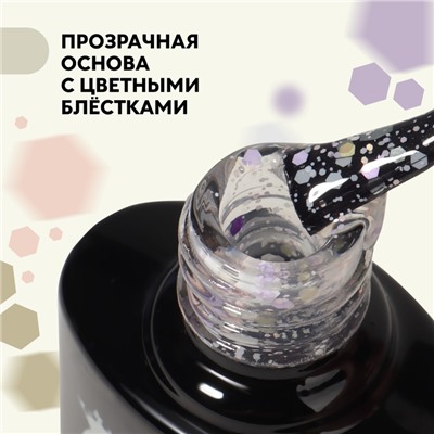 Гель лак для ногтей, «MILK GLITTER», 3-х фазный, 8мл, LED/UV, цвет прозрачный (11)