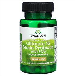 Swanson, Ultimate 16 Strain Probiotic, пробиотик из 16 штаммов с ФОС, 3,2 млрд КОЕ, 60 вегетарианских капсул EMBO Caps AP
