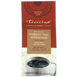 Teeccino, «Кофе» с грибами и травами, астрагал из индейки, средней обжарки, без кофеина, 284 г (10 унций)