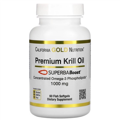 California Gold Nutrition, SUPERBABoost®, масло криля премиального качества, 1000 мг, 60 капсул