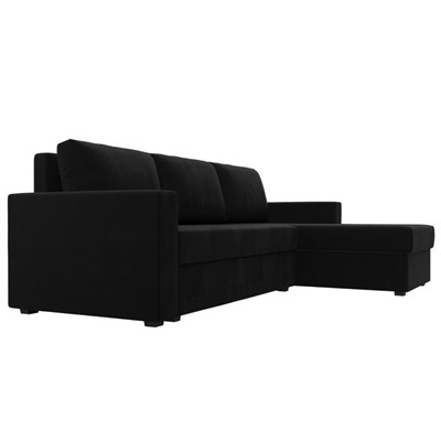 Угловой диван «Траумберг Лайт», правый, механизм еврокнижка, микровельвет, цвет чёрный