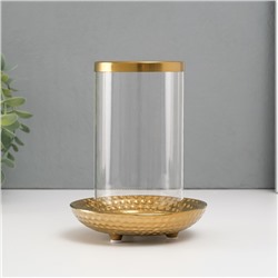 Подсвечник керамика, стекло на 1 свечу "Моро" d=8 см золото 12х12х17,2 см