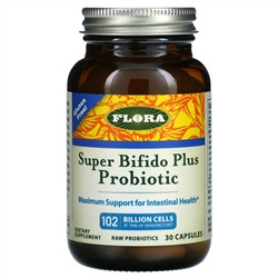 Flora, Super Bifido Plus, пробиотик с бифидобактериями, 120 млрд клеток, 30 капсул