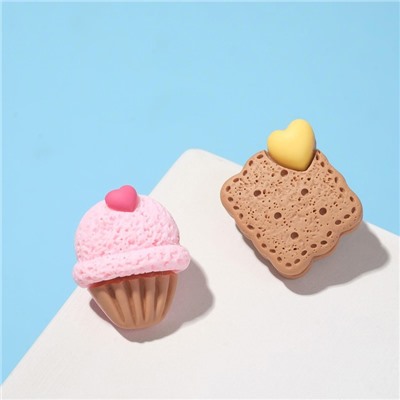 Серьги пластик «Вкусности» печенька с мороженым, цвет бежево-розовый