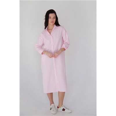 12320 Платье-рубашка розовое в полоску (остаток: 46-48)