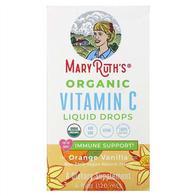 MaryRuth Organics, Органический витамин C в жидких каплях, апельсин и ваниль, 120 мл (4 жидк. Унции)