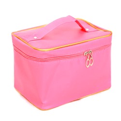Косметичка-чемоданчик "Кантик золотой", цвет: ярко-розовый (25*19*14 )