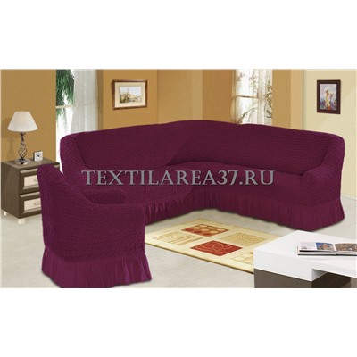 Чехол на угловой диван + кресло (2 предмета) 05 (фиолетовый)