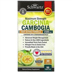 BioSchwartz, гарциния камбоджийская, 500 мг, 90 растительных капсул
