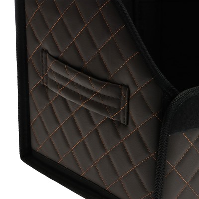 Органайзер кофр в багажник автомобиля Cartage саквояж, экокожа стеганая, 50 см, коричневый