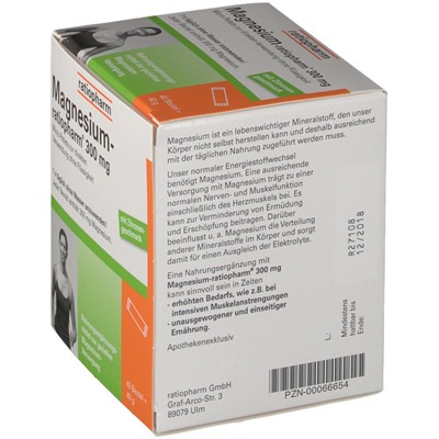 Magnesium-ratiopharm (Магнесиум-ратиофарм) 300 mg 40 шт