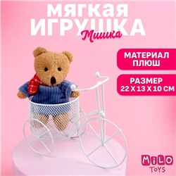 Мягкая игрушка «Мишка на велосипеде», медведь, цвета МИКС