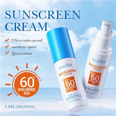 Солнцезащитный крем с гиалуроновой кислотой SADOER SPF 60+