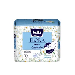 Прокладки женские гигиенические bella FLORA Camomile с экстрактом ромашки по 10 шт.