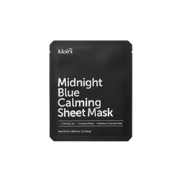 DEAR, KLAIRS Тканевая маска успокаивающая с охлаждающим действием Midnight Blue Calming Sheet Mask (25 мл)