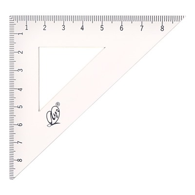 Набор чертёжный 4 предмета (линейка 15 см, угольник 30 °/ 60 °, 10 см; угольник 45 °/ 45 °, 8 см; транспортир 180 °, 9 см), прозрачный
