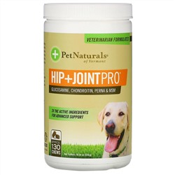 Pet Naturals of Vermont, Hip + Joint Pro, добавка для собак, 130 жевательных таблеток, 520 г (18,34 унции)
