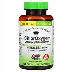 Herbs Etc., ChlorOxygen, концентрат хлорофилла, 120 мягких таблеток быстрого действия