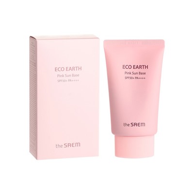 Крем-база для лица солнцезащитная с каламиновой пудрой Eco Earth Pink Sun Base SPF 50+