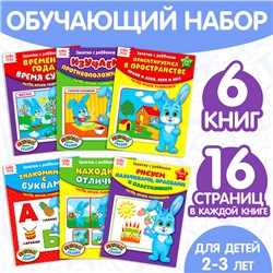 Обучающие книги «Полный годовой курс. Серия от 2 до 3 лет», 6 книг по 16 стр., в папке