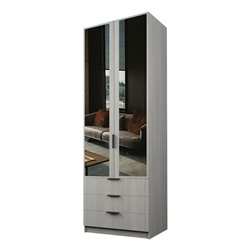 Шкаф 2-х дверный «Экон», 800×520×2300 мм, 3 ящика, зеркало, штанга и полки, цвет ясень шимо светлый
