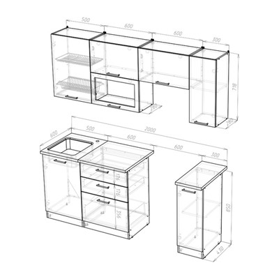 Кухонный гарнитур Алина ультра, 2000 мм