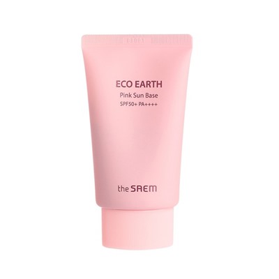 Крем-база для лица солнцезащитная с каламиновой пудрой Eco Earth Pink Sun Base SPF 50+