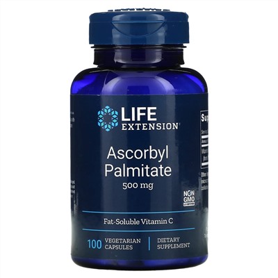 Life Extension, аскорбил пальмитат, 500 мг, 100 вегетарианских капсул