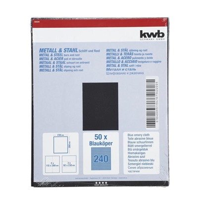 Бумага наждачная KWB, К240, тканевая, 230x280 мм, оксид алюминия