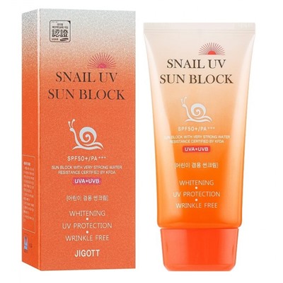 Солнцезащитный крем Jigott Snail Uv Sun Block Cream Spf50+/pa+++