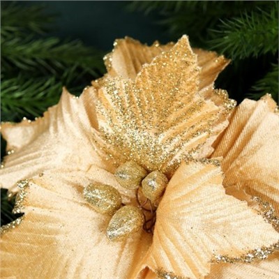 Цветок декоративный Пуансеттия 25 см золото / NG33-30 /уп 120/600/Новый год