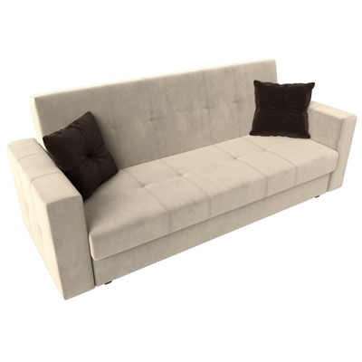 Прямой диван «Лига 016», механизм книжка, микровельвет, цвет бежевый / коричневый