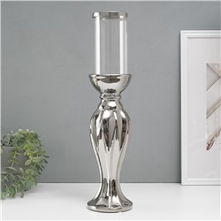 Подсвечник керамика, стекло на 1 свечу "Версаль" d=7,5 см серебро 10,5х10,5х44,5 см