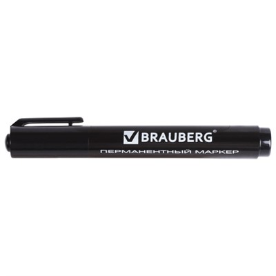 Маркер классический перманентный (нестираемый) Brauberg (Брауберг) Classic, цвет черный, круглый наконечник 3 мм