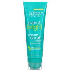 Alba Botanica, Even & Bright, ферментный скраб со швейцарским альпийским комплексом, 113 г (4 унции)