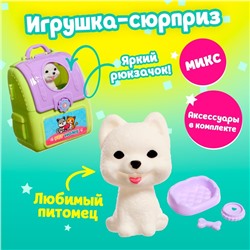 Игрушка-сюрприз «Любимый питомец» в рюкзачке, с аксессуарами, МИКС